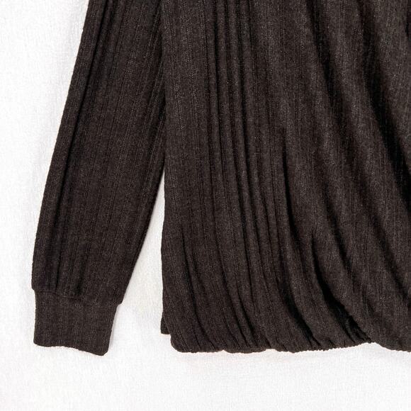 ANTHROPOLOGIE MAEVE Faux Wrap Top Womens XL Brown Rafela Hacci Long Sleeve Knit - Picture 6 of 14